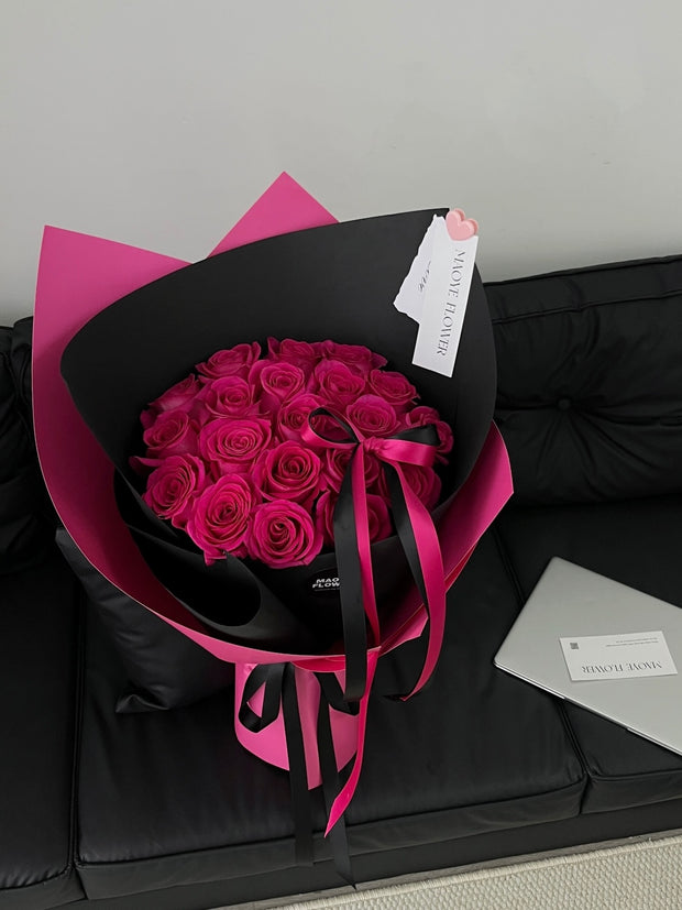 甜心粉玫瑰花束 | Hot Pink Rose Bouquet
